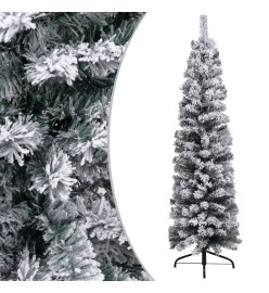 Sapin de Noël mince pré-éclairé flocon de neige vert 120 cm PVC