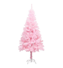 Arbre de Noël artificiel pré-éclairé et boules rose 120 cm PVC