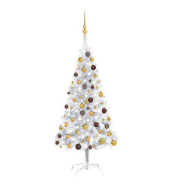 Arbre de Noël artificiel pré-éclairé/boules argenté 120 cm PET