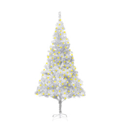 Sapin de Noël artificiel pré-éclairé/support argenté 180 cm PET