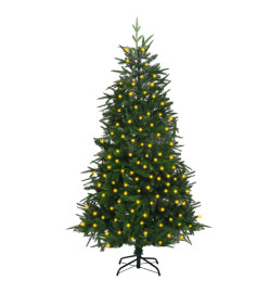 Sapin de Noël artificiel pré-éclairé vert 180 cm PVC et PE