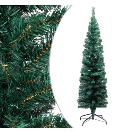 Sapin de Noël artificiel mince pré-éclairé/support vert 120 cm