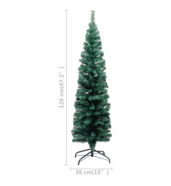 Sapin de Noël artificiel mince pré-éclairé/support vert 120 cm