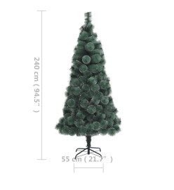 Sapin de Noël artificiel pré-éclairé et support vert 240 cm PET