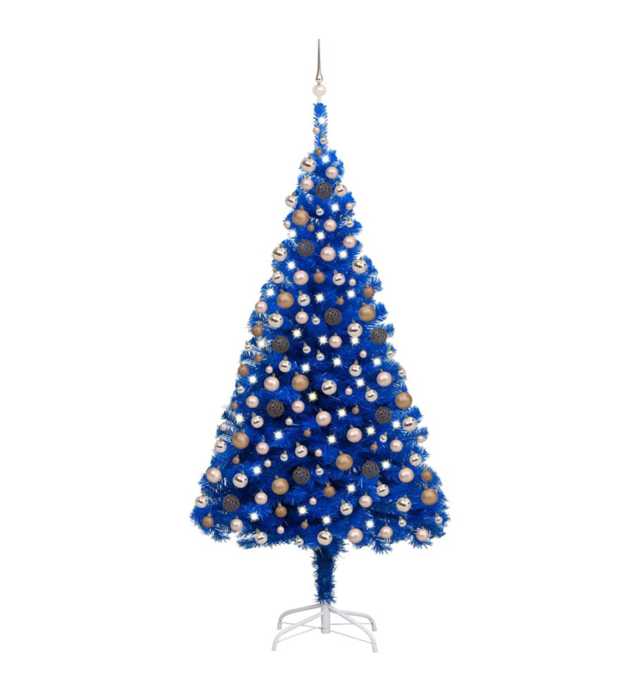 Arbre de Noël artificiel pré-éclairé et boules bleu 240 cm PVC