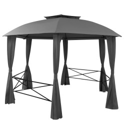 Chapiteau tente de jardin avec rideaux Hexagonal 360 x 265 cm