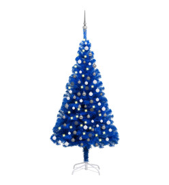 Arbre de Noël artificiel pré-éclairé et boules bleu 120 cm PVC