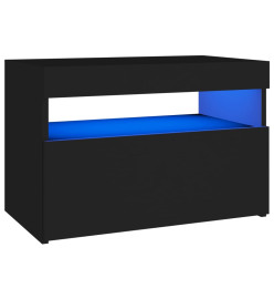 Table de chevet avec lumières LED noir 60x35x40 cm