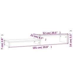 Support de moniteur Noir (52-101)x22x14 cm Bois de pin solide