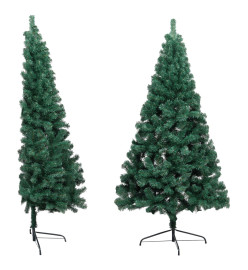 Sapin de Noël artificiel pré-éclairé moitié/support vert 150 cm