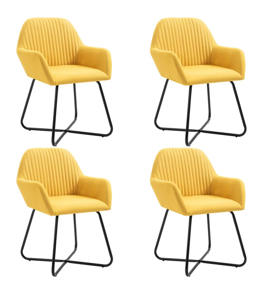 Chaises à manger lot de 4 jaune tissu