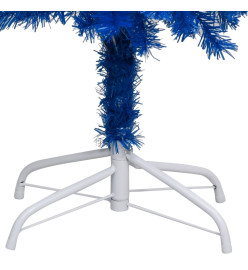 Sapin de Noël artificiel pré-éclairé et support bleu 180 cm PVC