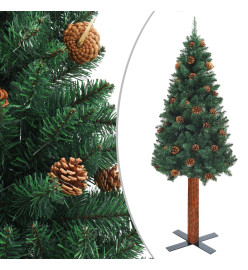 Sapin de Noël mince pré-éclairé et boules vert 180 cm PVC