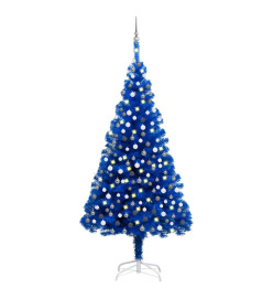 Arbre de Noël artificiel pré-éclairé et boules bleu 240 cm PVC