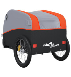 Remorque pour vélo noir et orange 45 kg fer