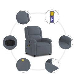 Fauteuil de massage inclinable gris foncé velours