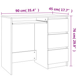 Bureau Blanc brillant 90x45x76 cm Aggloméré