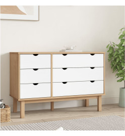 Commode OTTA Marron et blanc 111x42x73,5 cm Bois de pin massif