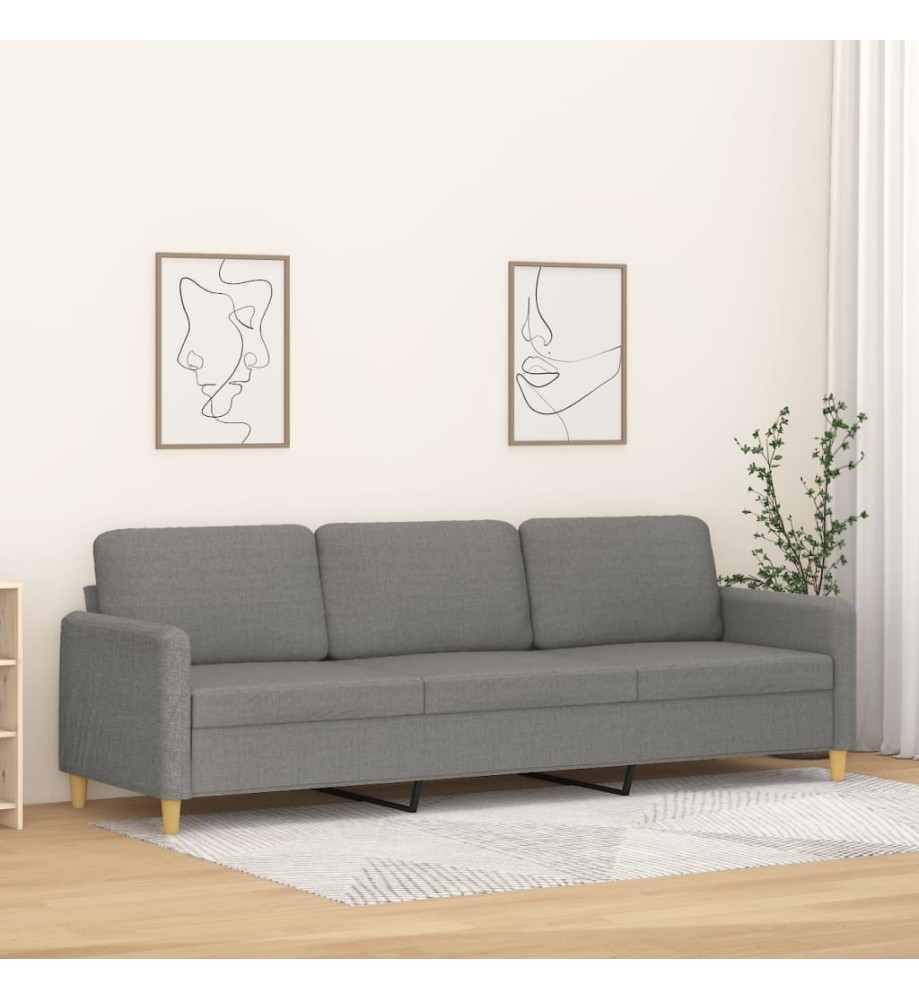 Canapé à 3 places Gris foncé 210 cm Tissu