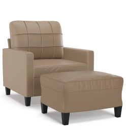 Fauteuil avec repose-pied Cappuccino 60 cm Similicuir