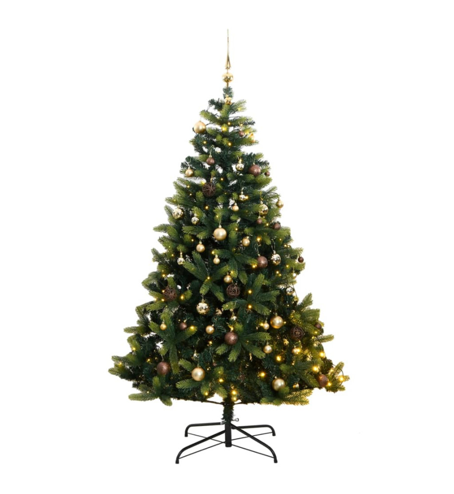 Sapin de Noël artificiel articulé 300 LED et boules 180 cm