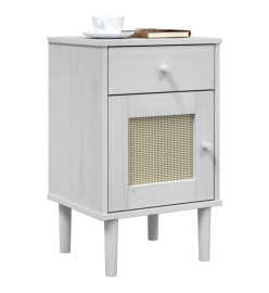 Table de chevet SENJA aspect de rotin blanc bois de pin massif