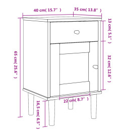 Table de chevet SENJA aspect de rotin blanc bois de pin massif