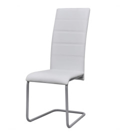 Chaises à manger cantilever lot de 2 blanc similicuir