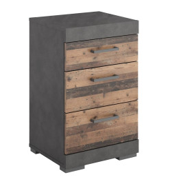 FMD Table de chevet avec 3 tiroirs gris et style ancien