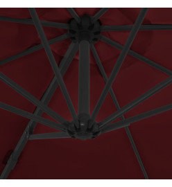 Parasol déporté avec mât en acier Rouge bordeaux 300 cm
