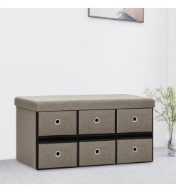 Banc de rangement pliable Taupe 76x38x38 cm Faux lin