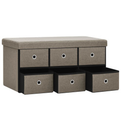 Banc de rangement pliable Taupe 76x38x38 cm Faux lin