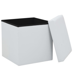 Tabourets de rangement pliables lot de 2 blanc similicuir