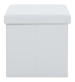 Tabourets de rangement pliables lot de 2 blanc similicuir