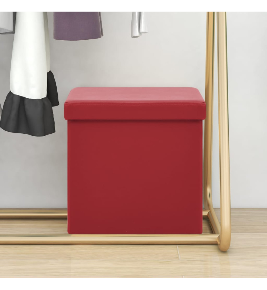 Tabouret de rangement pliable Rouge bordeaux PVC