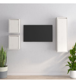 Meubles TV 3 pcs Blanc Bois massif de pin