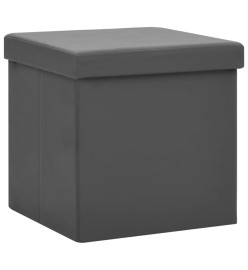 Tabourets de rangement pliables lot de 2 gris PVC