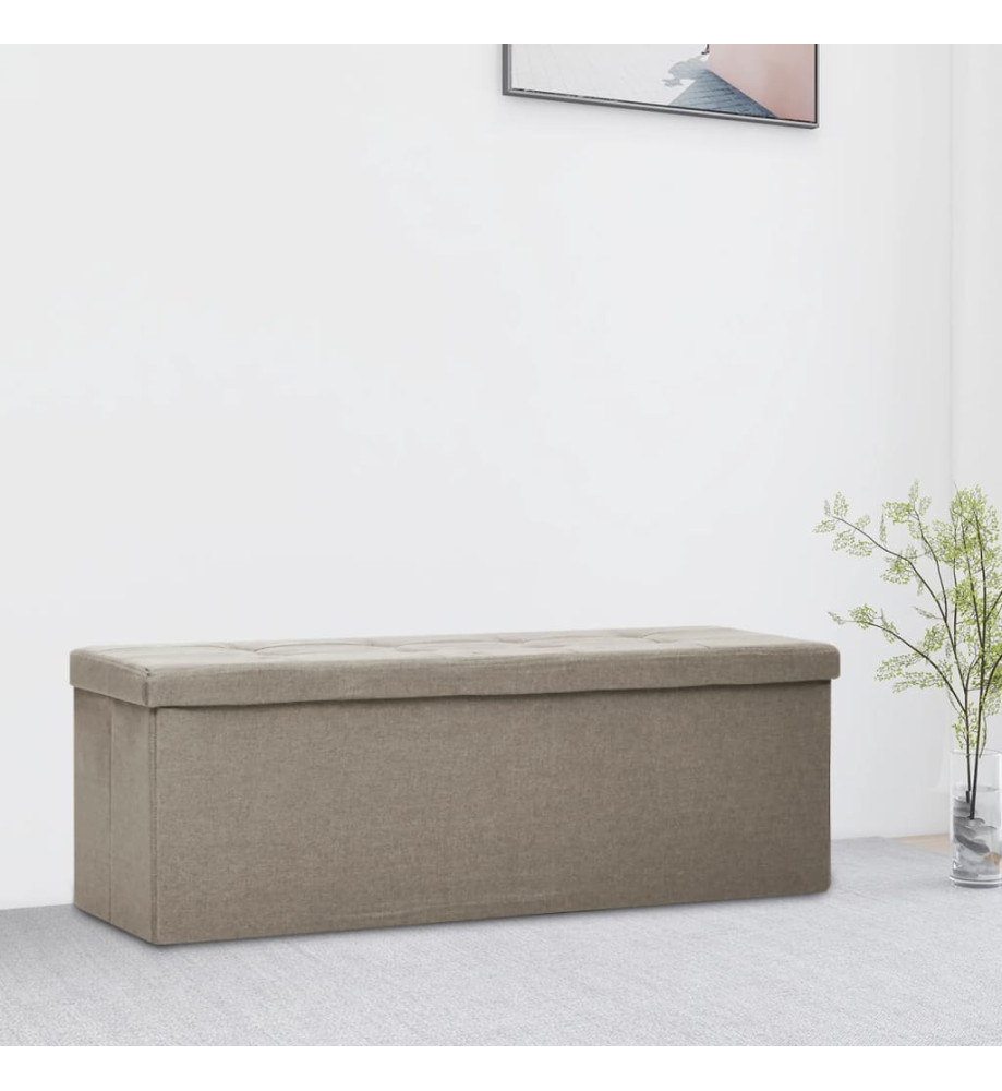 Banc de rangement pliable Taupe Faux lin