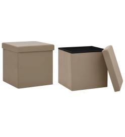 Tabourets de rangement pliables lot de 2 cappuccino PVC