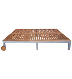 Chaise longue 2 places avec coussin Acacia solide et acier