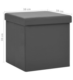 Tabouret de rangement pliable Gris PVC