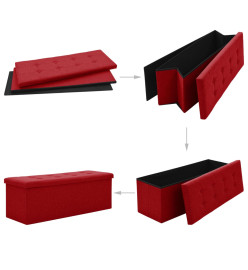 Banc de rangement pliable Rouge bordeaux Faux lin