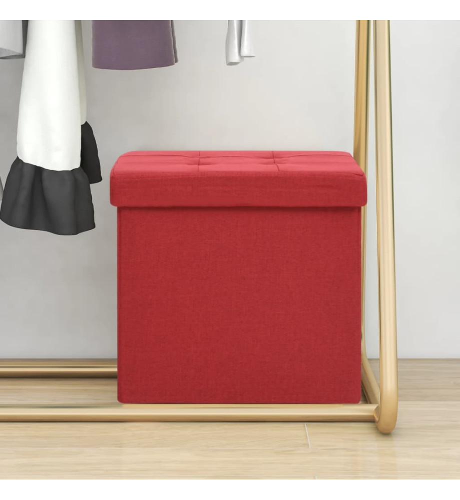 Tabouret de rangement pliable Rouge bordeaux Faux lin