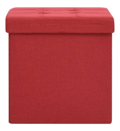 Tabouret de rangement pliable Rouge bordeaux Faux lin