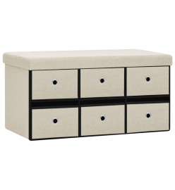 Banc de rangement pliable Blanc crème 76x38x38 cm Faux lin