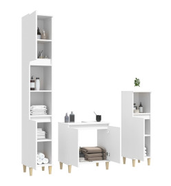 Ensemble de meubles salle de bain 3 pcs blanc bois d'ingénierie