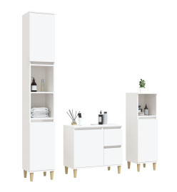 Ensemble d'armoires salle de bain 3 pcs blanc bois d'ingénierie