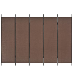 Cloison de séparation 5 panneaux Marron 250 x 180 cm