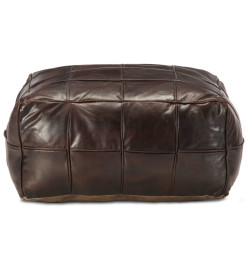 Pouf 60 x 60 x 30 cm Marron foncé Cuir véritable de chèvre