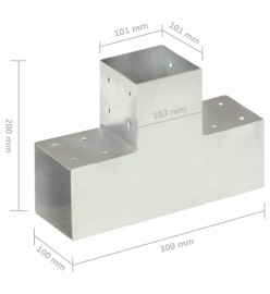 Connecteurs de poteau 4pcs Forme en T Métal galvanisé 101x101mm